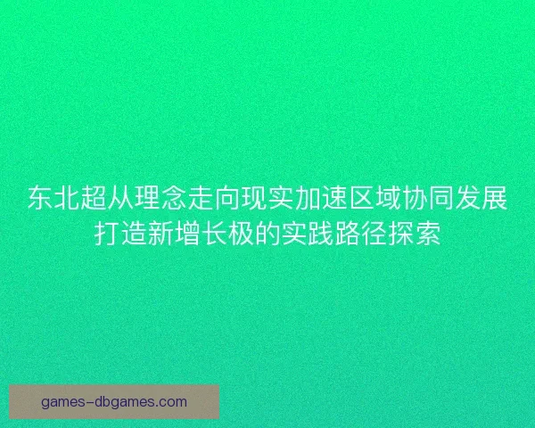 东北超从理念走向现实加速区域协同发展打造新增长极的实践路径探索 东北超从理念走向现实加速区域协同发展打造新增长极的实践路径探索